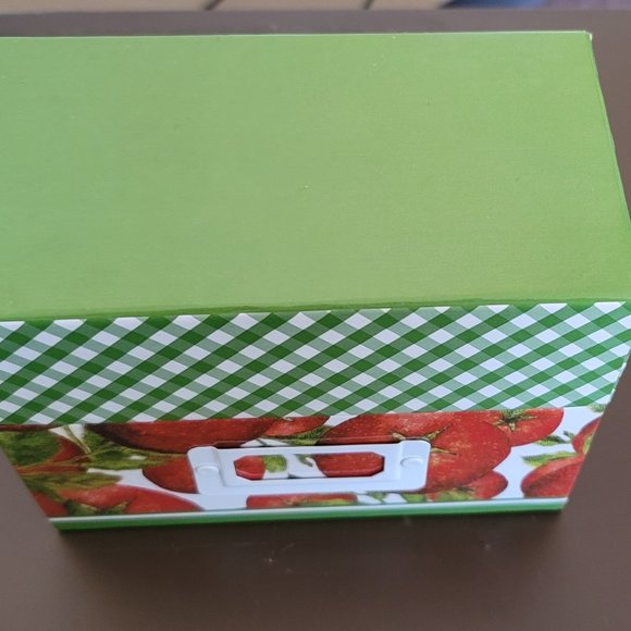 Recipe Card Holder Tomatoes Green Plaid Cards Index Cardboard Style Kitchen Cute - Picture 6 of 12